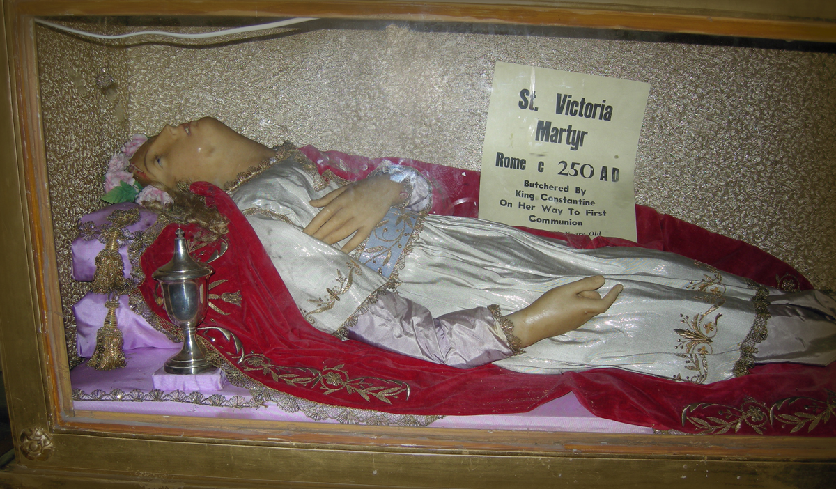The wax-encased relics of St Victoria